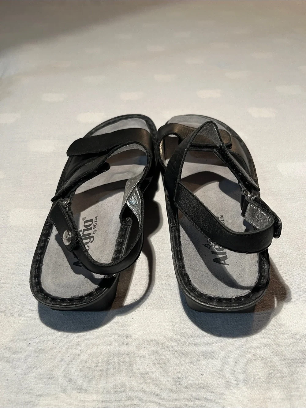 Algeria Verona Style Black Leather Adjustable Sandals - Size 38 (Approx. US 7.5)